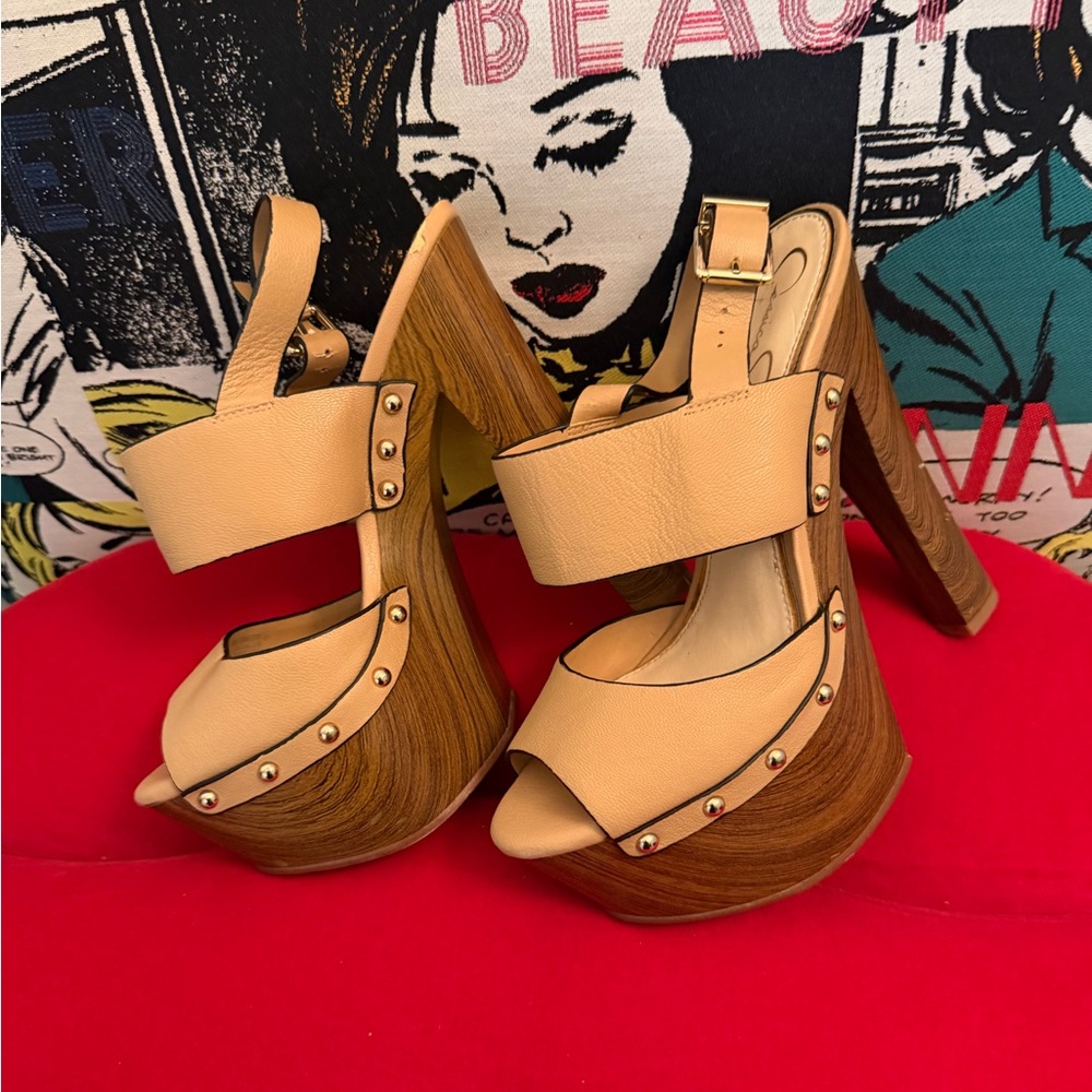 Jessica Simpson Tan and Brown Platform Sandals
